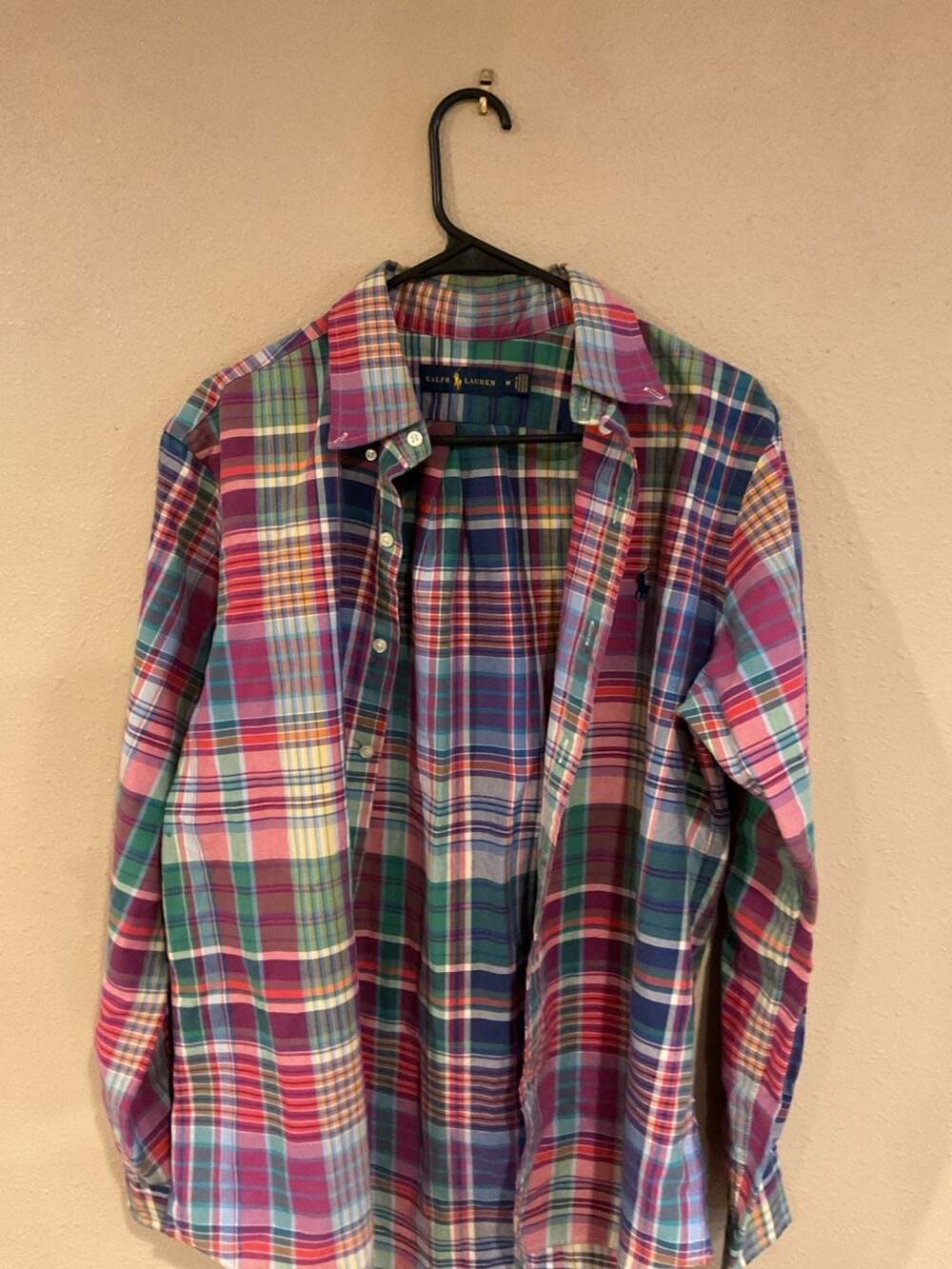 Ralph Lauren Men's Multi-Color Plaid Madras Button Down Shirt Size M